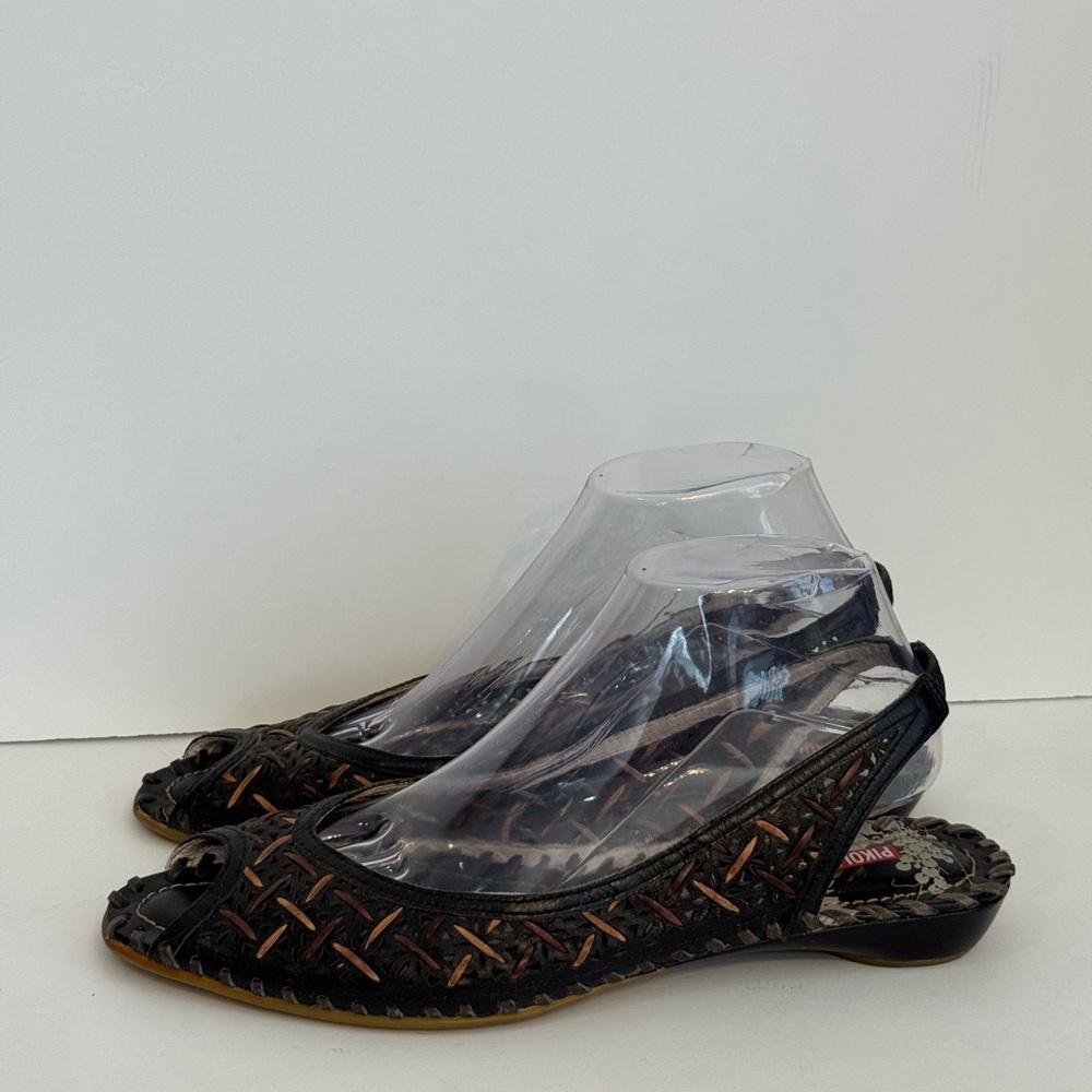 Pikolinos Women’s Black Woven Leather Slingback Sandals - 41 (9.5)